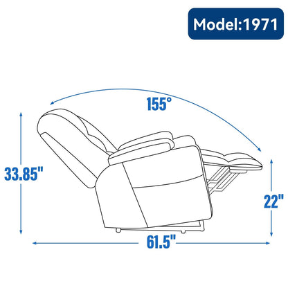 Modern Power Lift Recliner Chair Heat Massage Chair Upholstery Single Sofa with Dual USB Ports and Cup Holders
