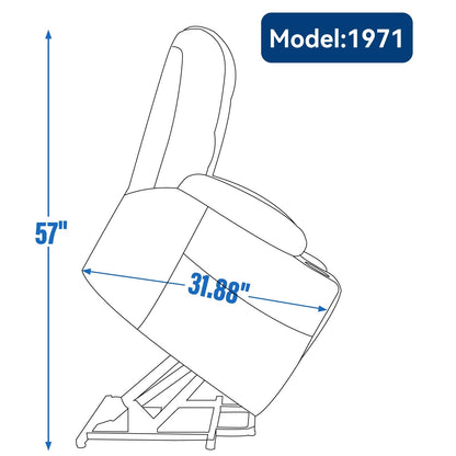Modern Power Lift Recliner Chair Heat Massage Chair Upholstery Single Sofa with Dual USB Ports and Cup Holders