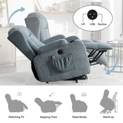 Modern Power Lift Recliner Chair w/Massage  Heat, Infinite Position