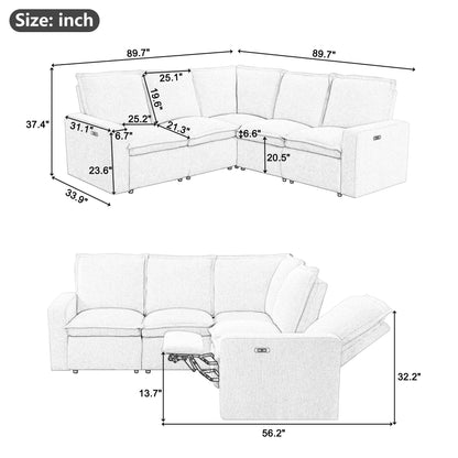 Modern Power Recliner Chair Home Theater Seating Soft Sofa with USB Port for Living Room