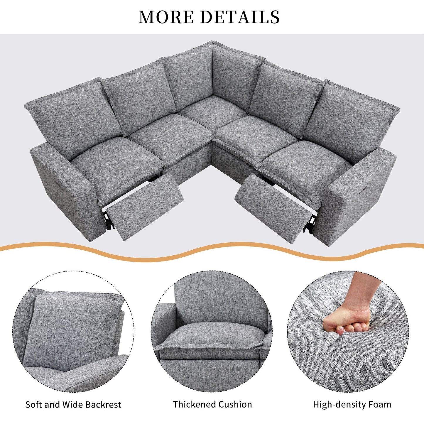 Modern Power Recliner Chair Home Theater Seating Soft Sofa with USB Port for Living Room