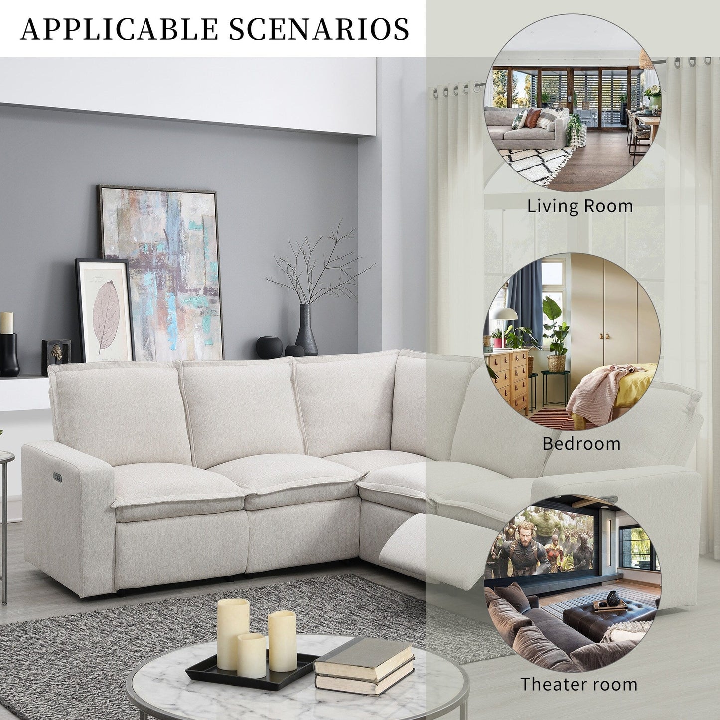 Modern Power Recliner Chair Home Theater Seating Soft Sofa with USB Port for Living Room