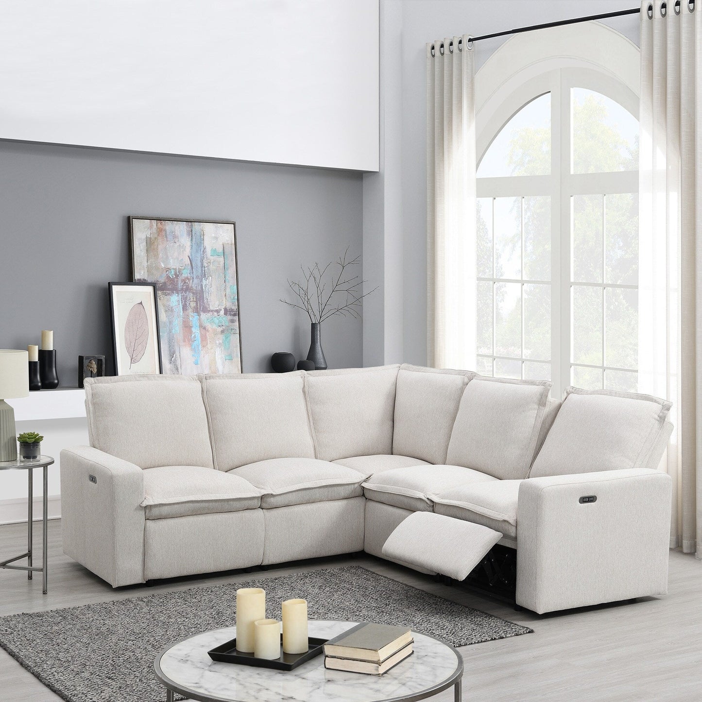 Modern Power Recliner Chair Home Theater Seating Soft Sofa with USB Port for Living Room