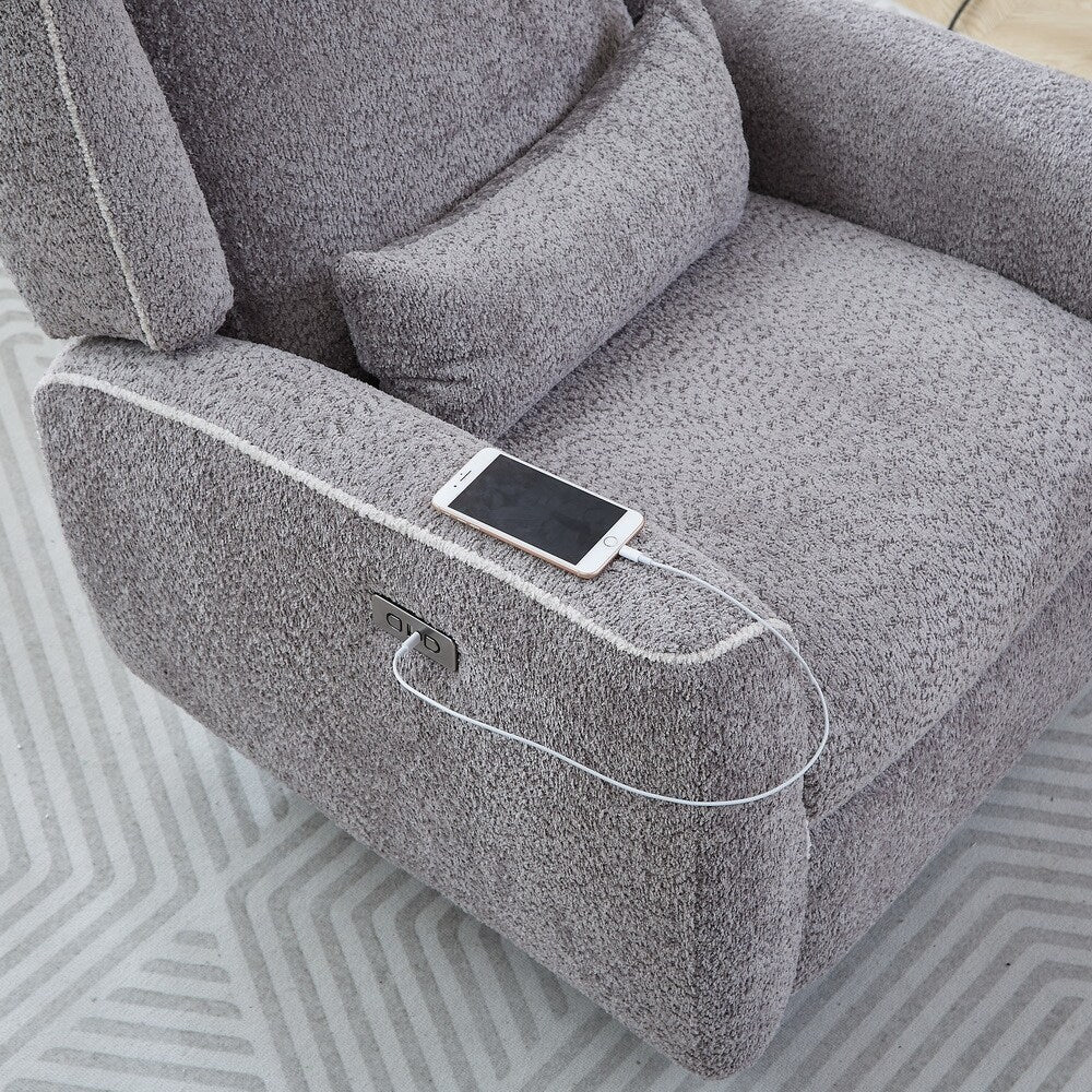 Modern Power recliner Swivel Single Sofa Glider Chair Upholstery Lounge Chair with USB Charging Port