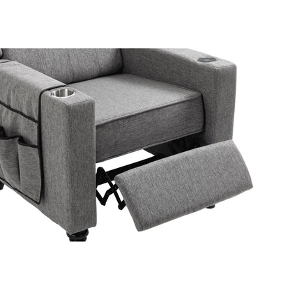 Modern Pushback Manual Recliner Chair Home Theater Seating Wingback Lounge Chair with Vibration and Heat