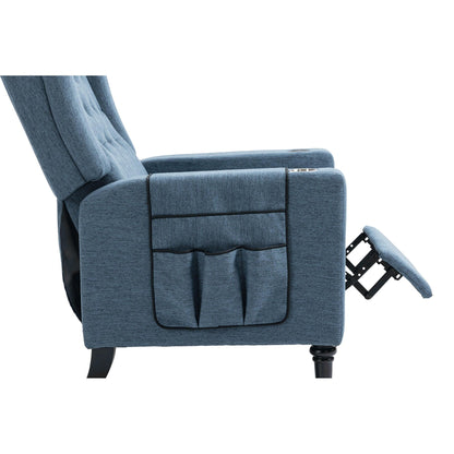 Modern Pushback Manual Recliner Chair Home Theater Seating Wingback Lounge Chair with Vibration and Heat