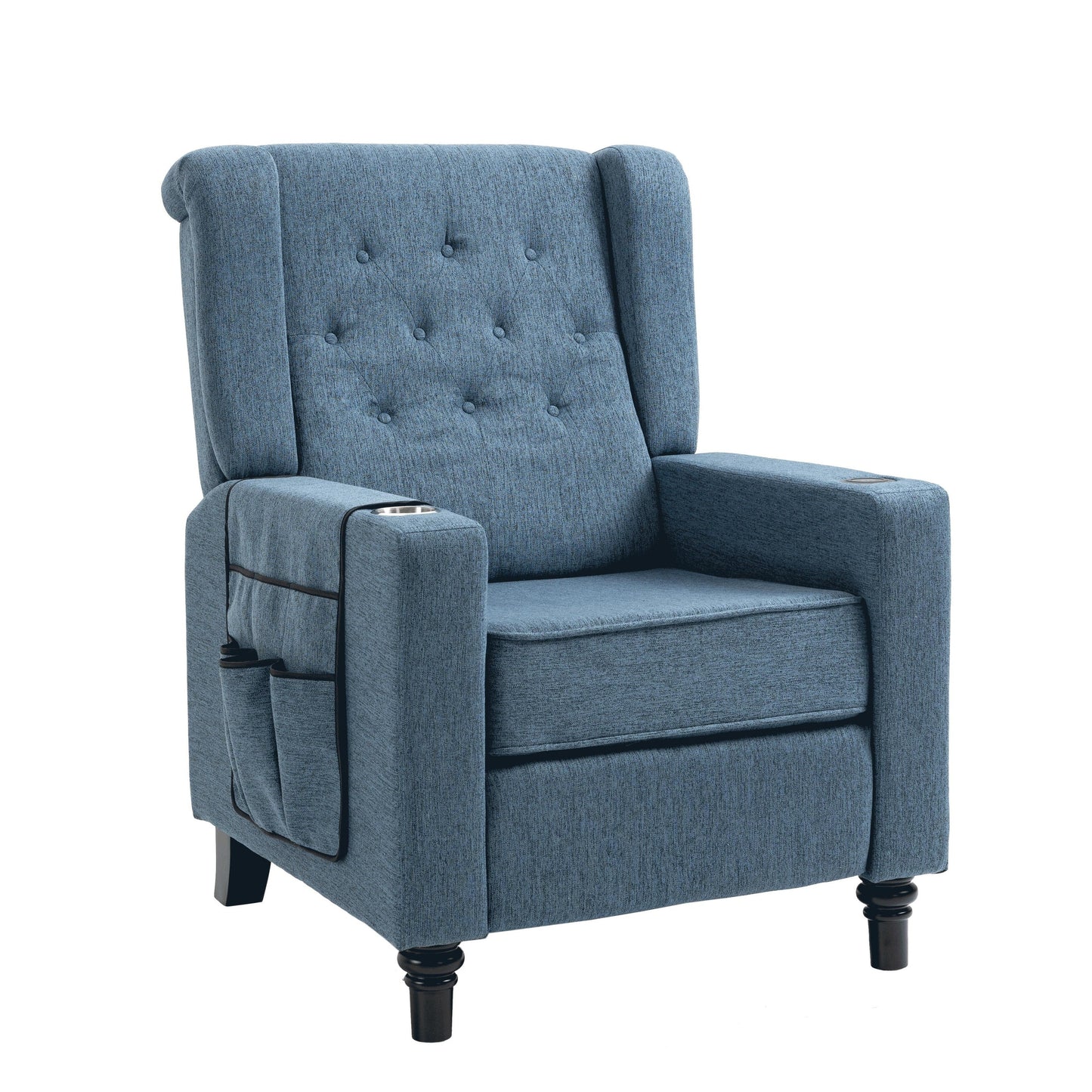 Modern Pushback Manual Recliner Chair Home Theater Seating Wingback Lounge Chair with Vibration and Heat