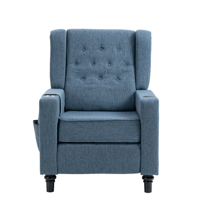 Modern Pushback Manual Recliner Chair Home Theater Seating Wingback Lounge Chair with Vibration and Heat