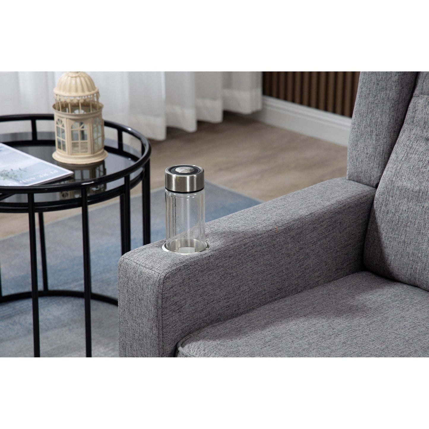 Modern Pushback Manual Recliner Chair Home Theater Seating Wingback Lounge Chair with Vibration and Heat