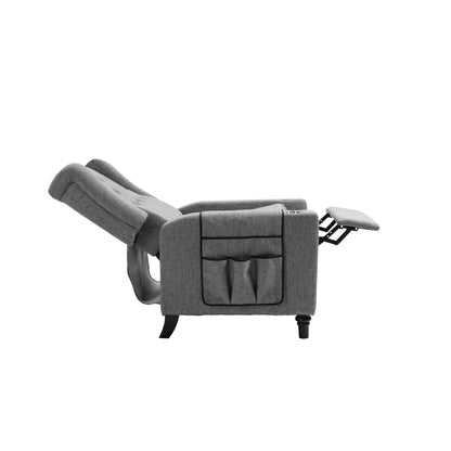Modern Pushback Manual Recliner Chair Home Theater Seating Wingback Lounge Chair with Vibration and Heat