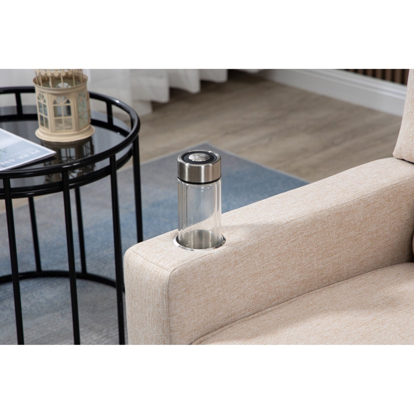 Modern Pushback Manual Recliner Chair Home Theater Seating Wingback Lounge Chair with Vibration and Heat