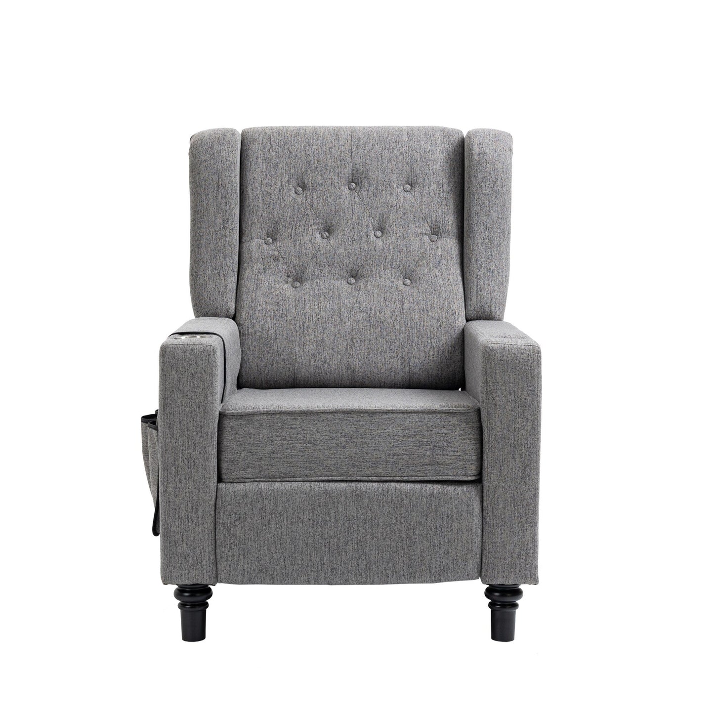 Modern Pushback Manual Recliner Chair Home Theater Seating Wingback Lounge Chair with Vibration and Heat
