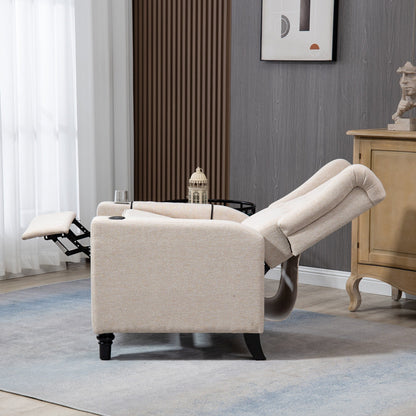 Modern Pushback Manual Recliner Chair Home Theater Seating Wingback Lounge Chair with Vibration and Heat