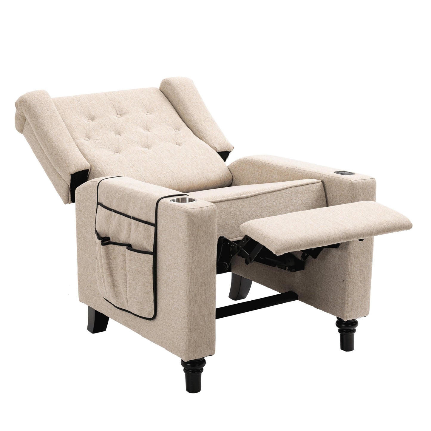 Modern Pushback Manual Recliner Chair Home Theater Seating Wingback Lounge Chair with Vibration and Heat