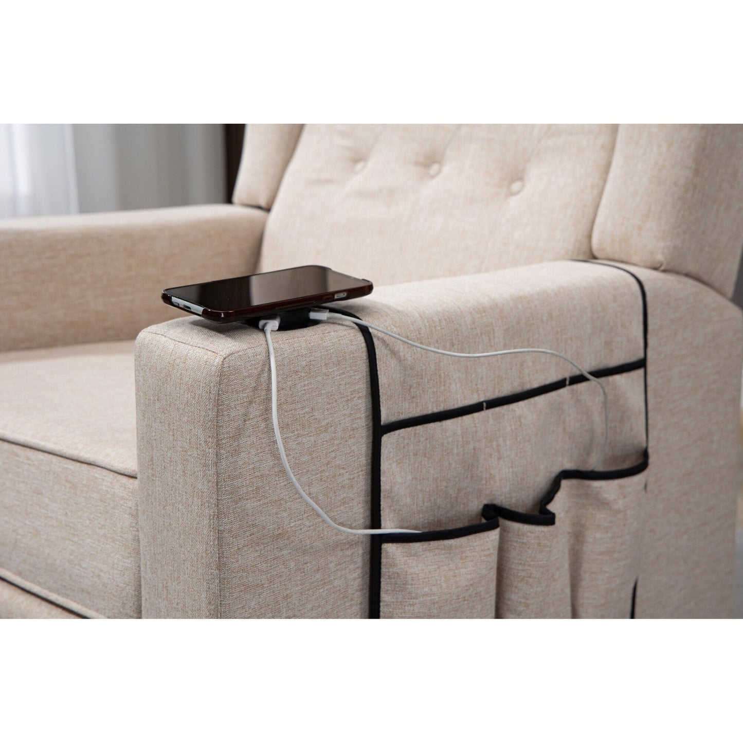 Modern Pushback Manual Recliner Chair Home Theater Seating Wingback Lounge Chair with Vibration and Heat