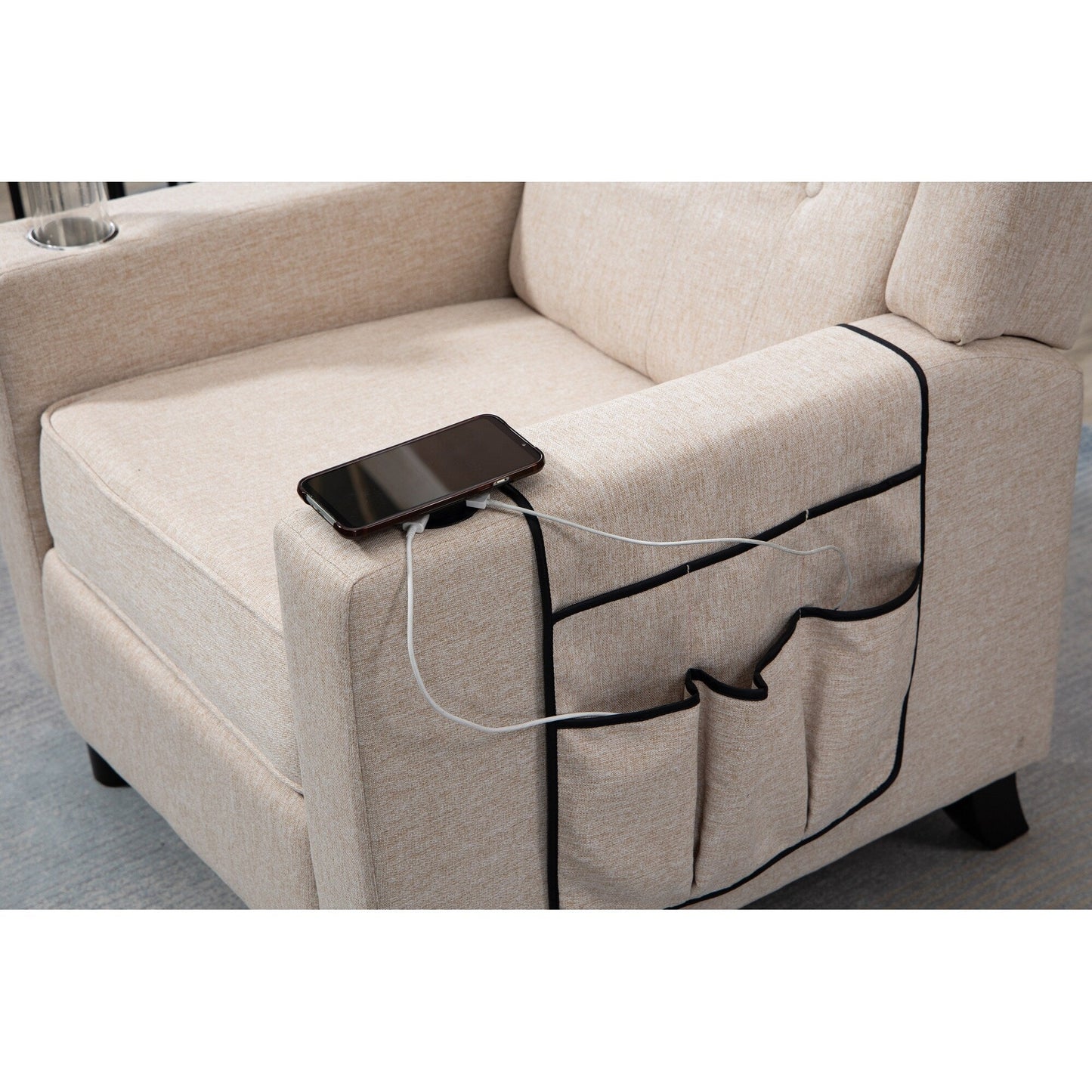 Modern Pushback Manual Recliner Chair Home Theater Seating Wingback Lounge Chair with Vibration and Heat