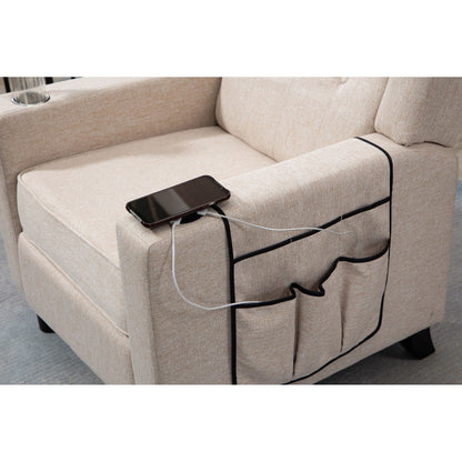 Modern Pushback Manual Recliner Chair Home Theater Seating Wingback Lounge Chair with Vibration and Heat