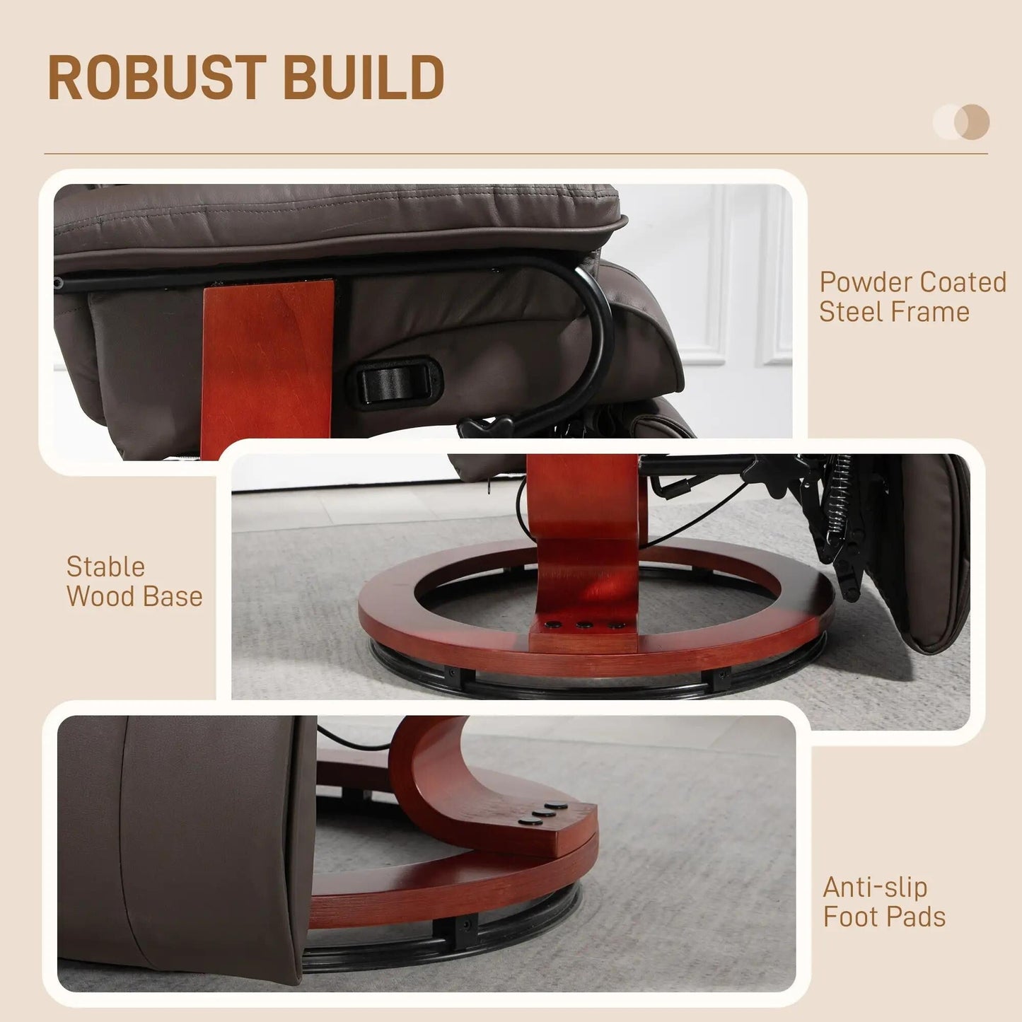 Modern RV Swivel Recliner Chair with Footrest for Living Room