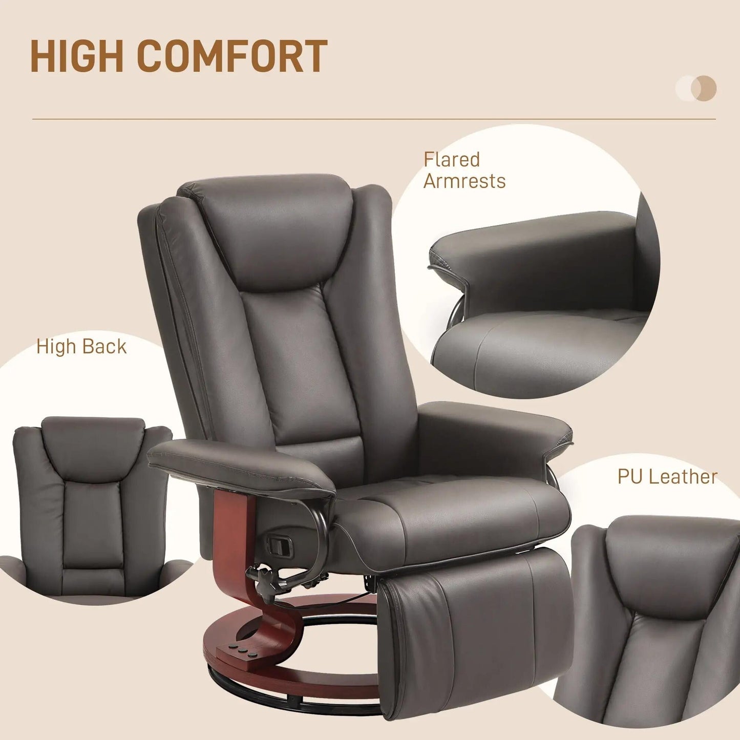 Modern RV Swivel Recliner Chair with Footrest for Living Room