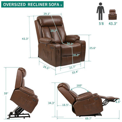 Modern Reclining Chair Faux Leather Massage