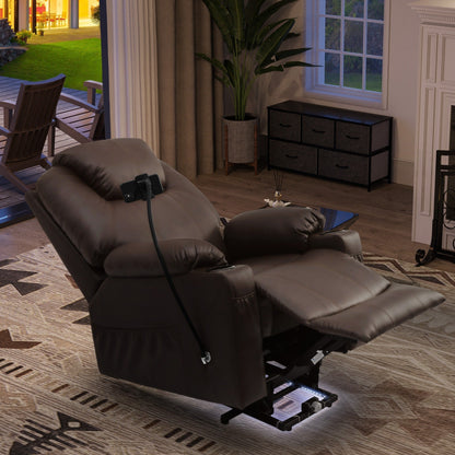 Modern Reclining Chair Fabric Massage with LED and Mobile Phone Holder