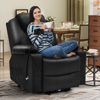 Modern Reclining Chair Fabric Massage with LED and Mobile Phone Holder
