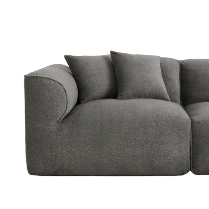 Modern Sectional Luxury Velvet 4-Seat Sofa with Removable Ottoman and Pillows for Living Room Apartment