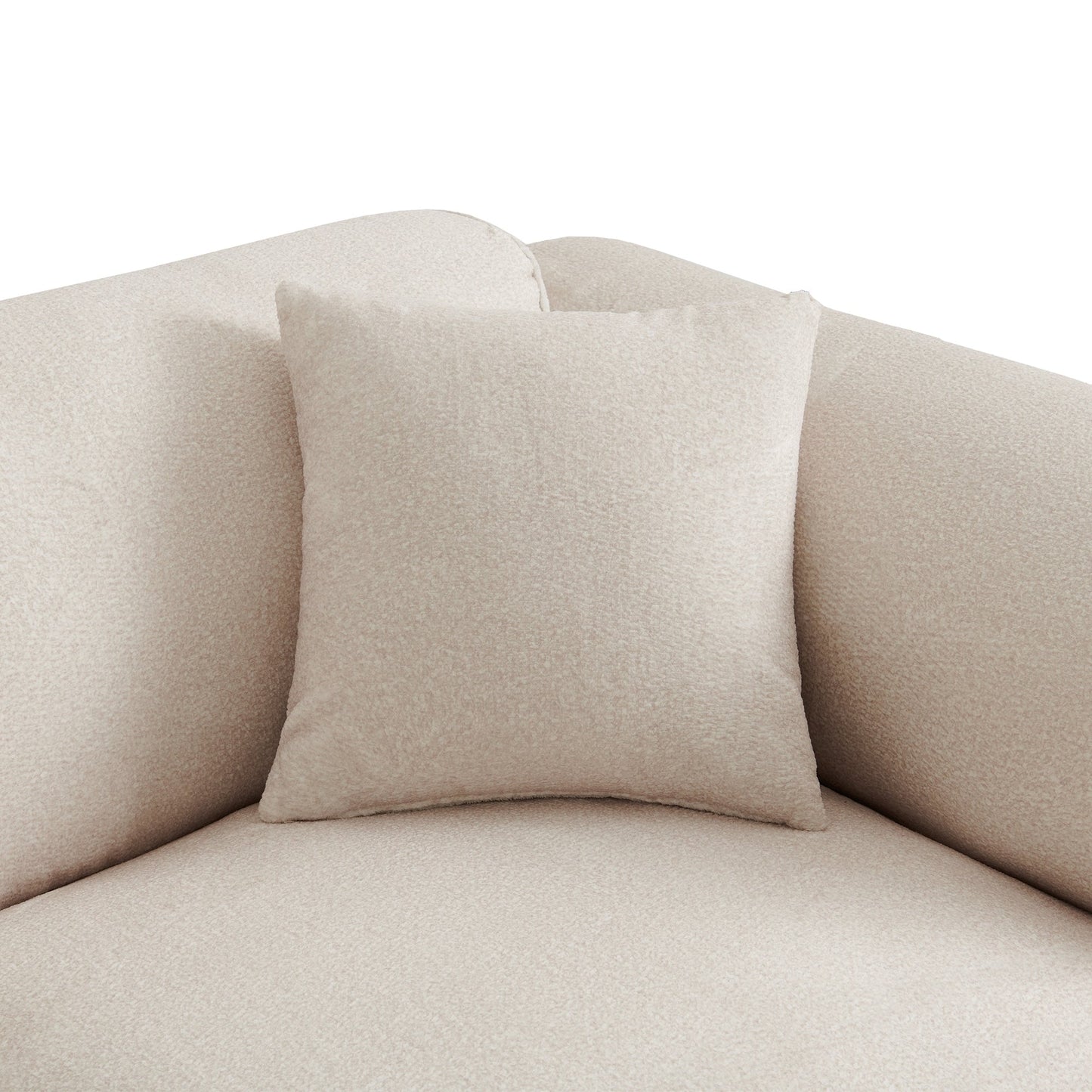 Modern Sectional Luxury Velvet 4-Seat Sofa with Removable Ottoman and Pillows for Living Room Apartment