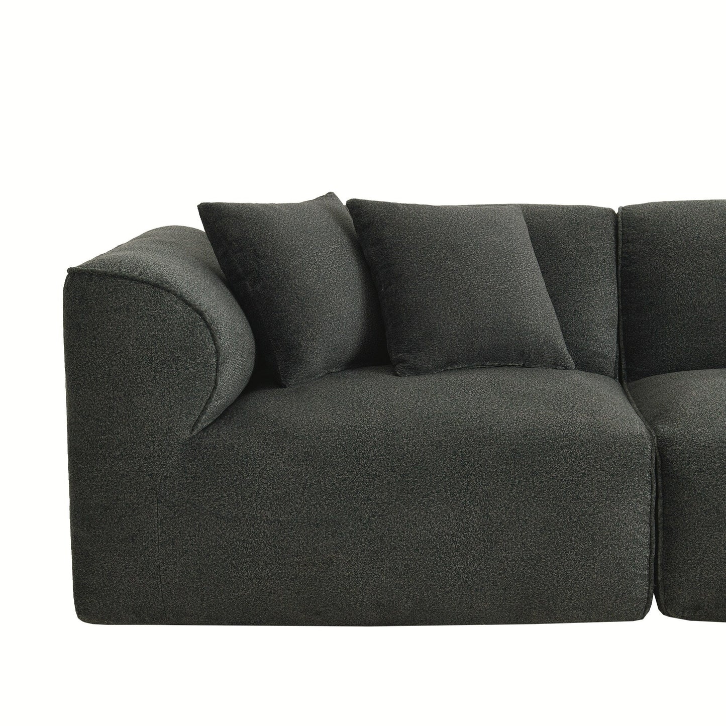 Modern Sectional Luxury Velvet 4-Seat Sofa with Removable Ottoman and Pillows for Living Room Apartment