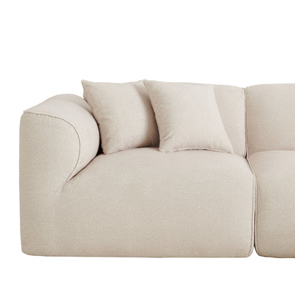 Modern Sectional Luxury Velvet 4-Seat Sofa with Removable Ottoman and Pillows for Living Room Apartment
