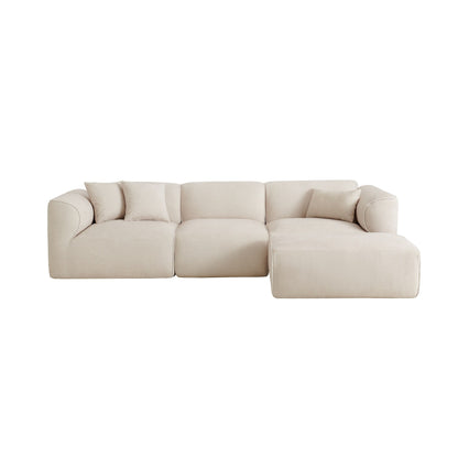 Modern Sectional Luxury Velvet 4-Seat Sofa with Removable Ottoman and Pillows for Living Room Apartment