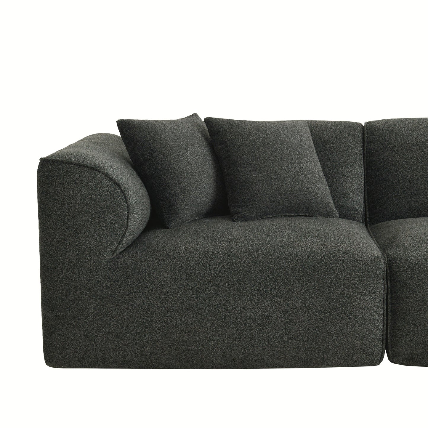 Modern Sectional Luxury Velvet 4-Seat Sofa with Removable Ottoman and Pillows for Living Room Apartment