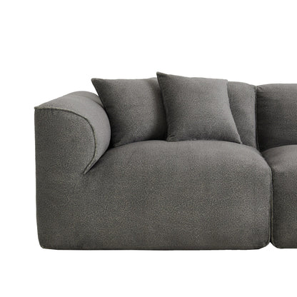 Modern Sectional Luxury Velvet 4-Seat Sofa with Removable Ottoman and Pillows for Living Room Apartment