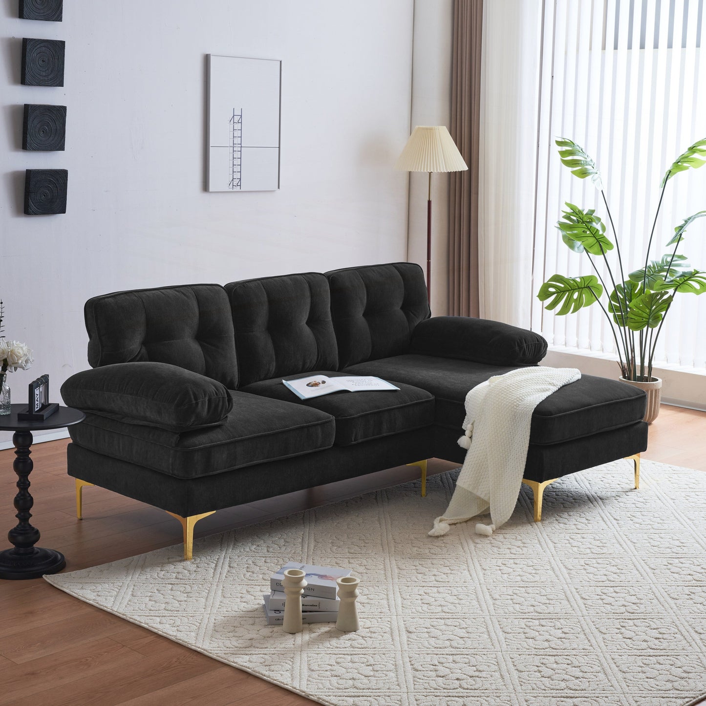 Modern Sectional Sofas Couches Velvet L-Shaped Couches