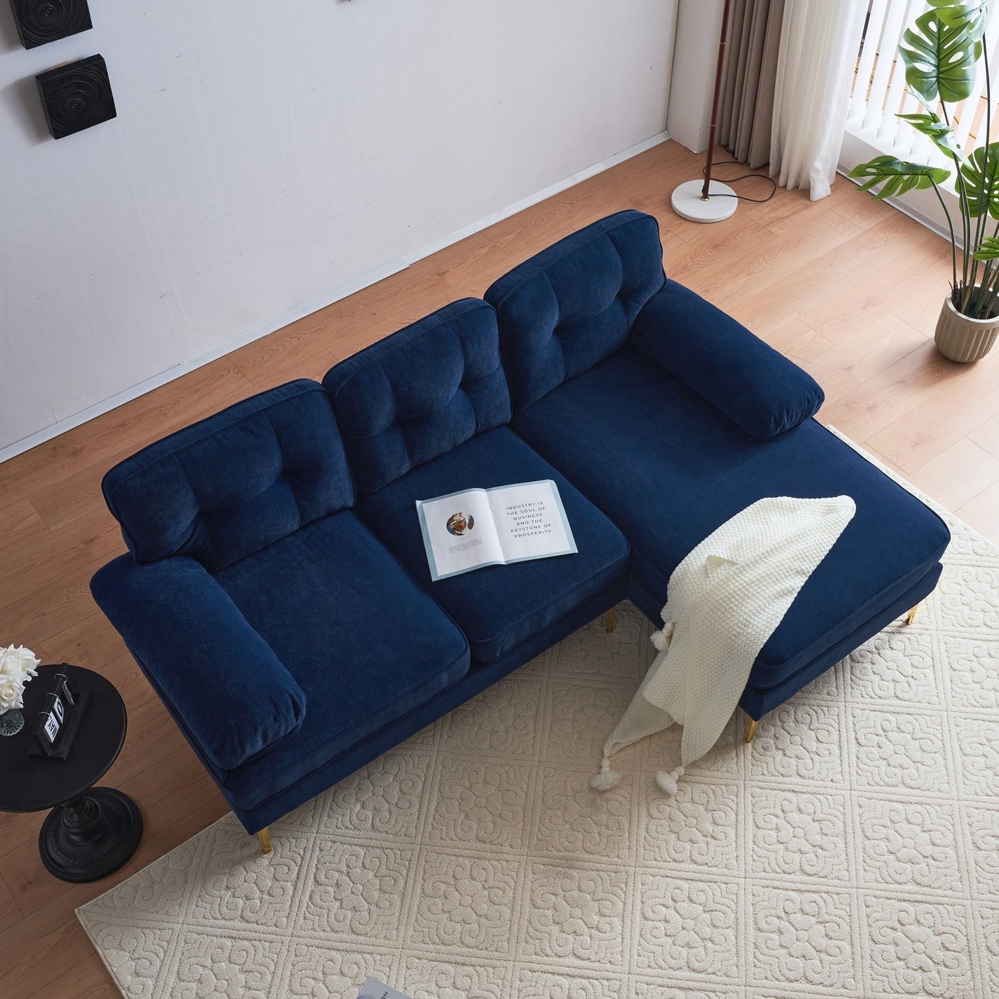 Modern Sectional Sofas Couches Velvet L-Shaped Couches