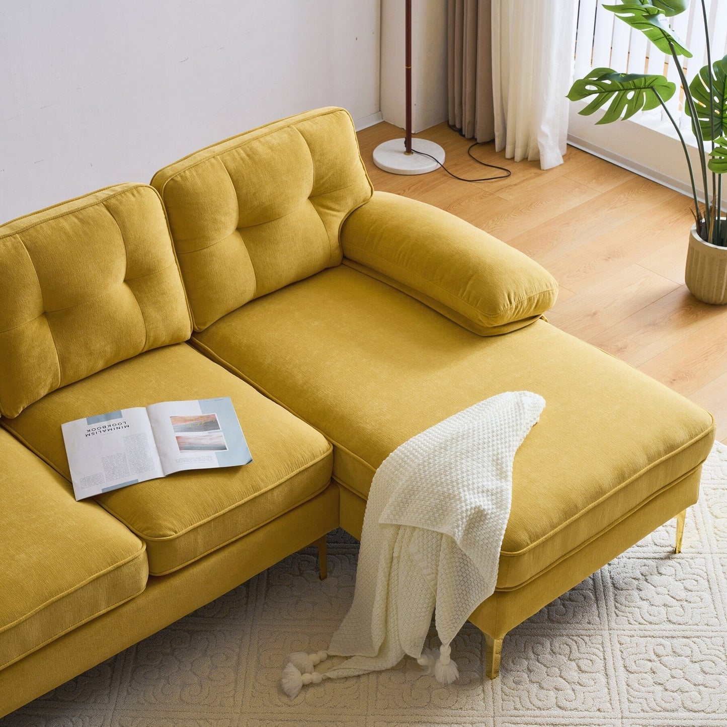 Modern Sectional Sofas Couches Velvet L-Shaped Couches