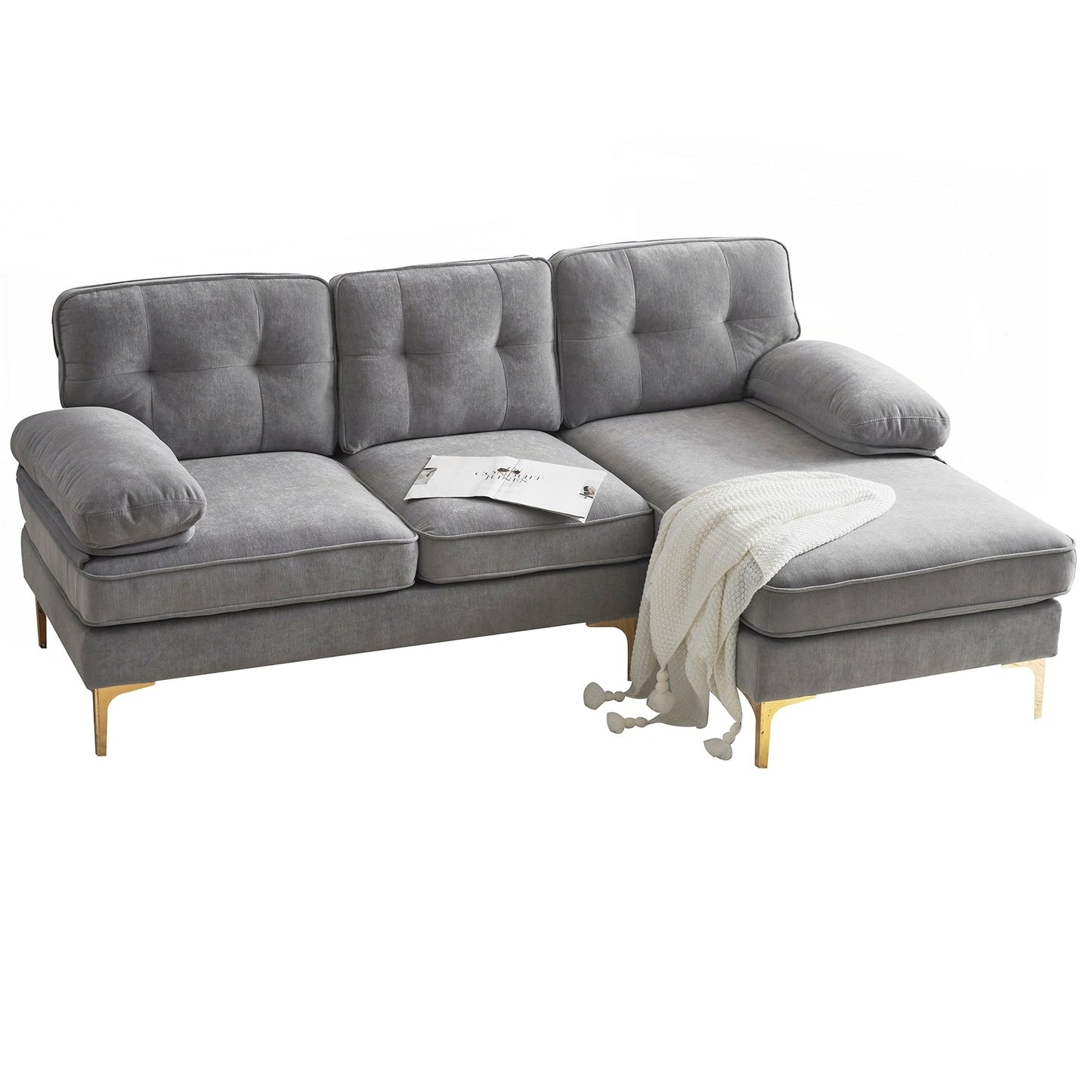 Modern Sectional Sofas Couches Velvet L-Shaped Couches