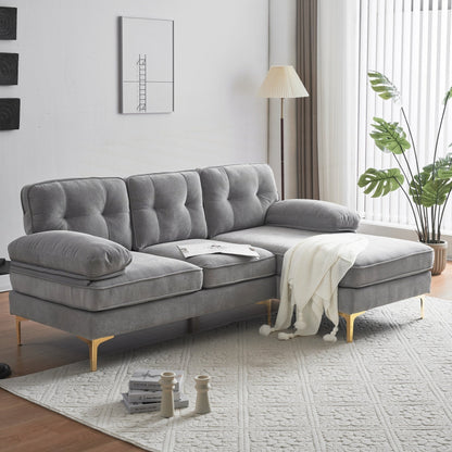 Modern Sectional Sofas Couches Velvet L-Shaped Couches