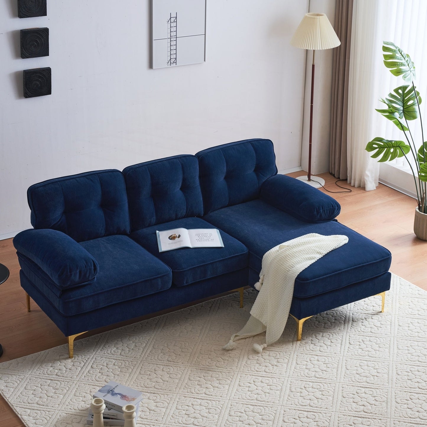 Modern Sectional Sofas Couches Velvet L-Shaped Couches