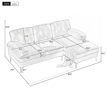 Modern Sectional Sofas Couches Velvet L-Shaped Couches