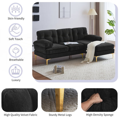 Modern Sectional Sofas Couches Velvet L-Shaped Couches