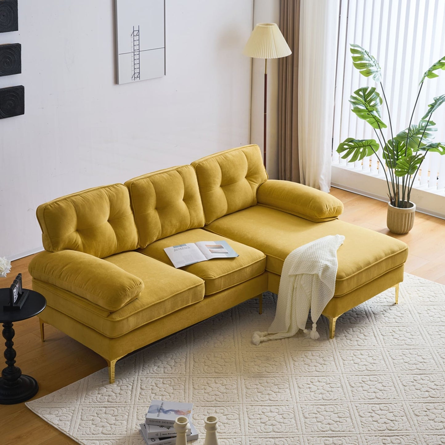 Modern Sectional Sofas Couches Velvet L-Shaped Couches