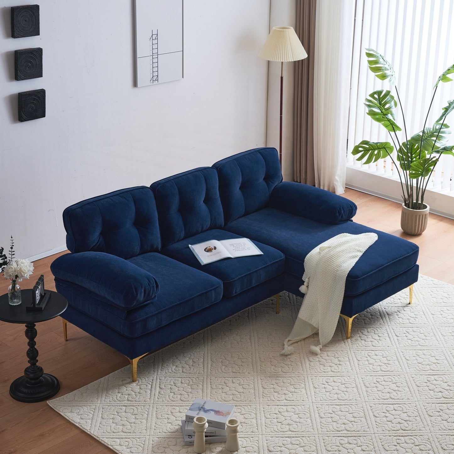 Modern Sectional Sofas Couches Velvet L-Shaped Couches