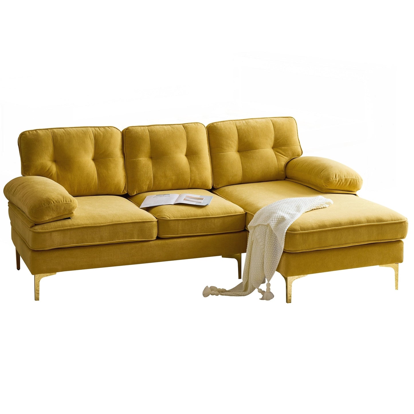 Modern Sectional Sofas Couches Velvet L-Shaped Couches