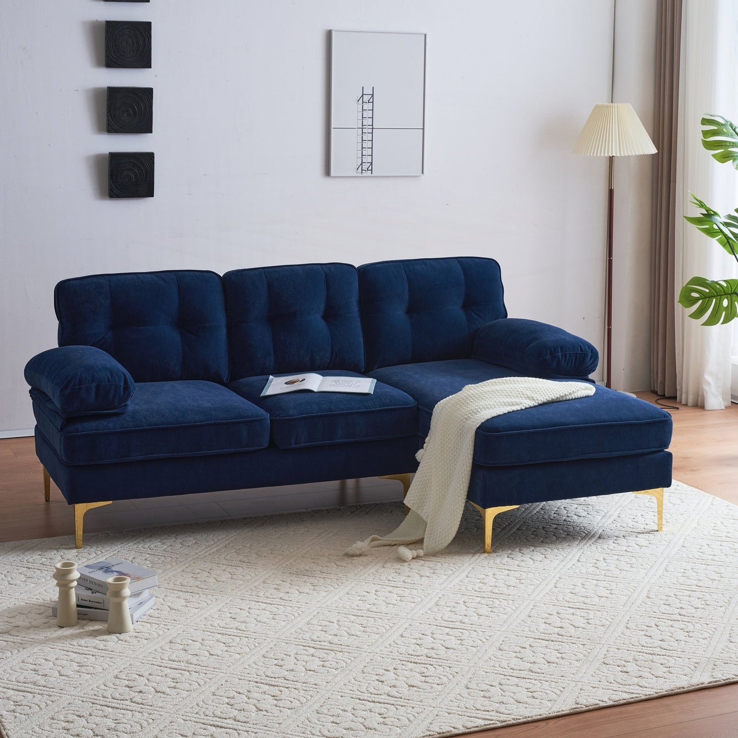 Modern Sectional Sofas Couches Velvet L-Shaped Couches