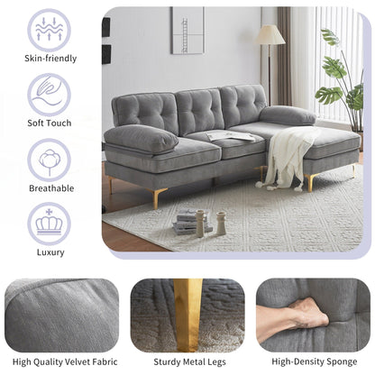 Modern Sectional Sofas Couches Velvet L-Shaped Couches
