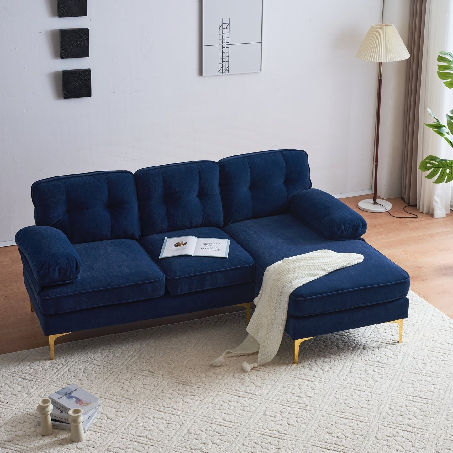 Modern Sectional Sofas Couches Velvet L-Shaped Couches