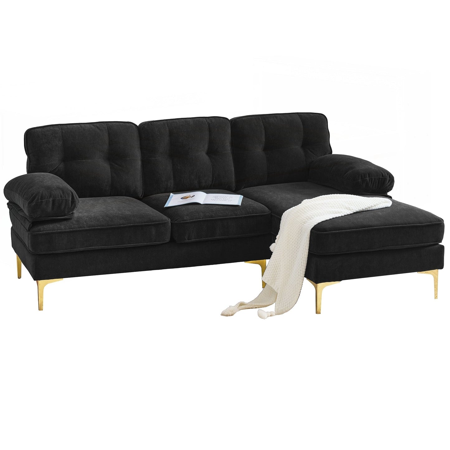 Modern Sectional Sofas Couches Velvet L-Shaped Couches
