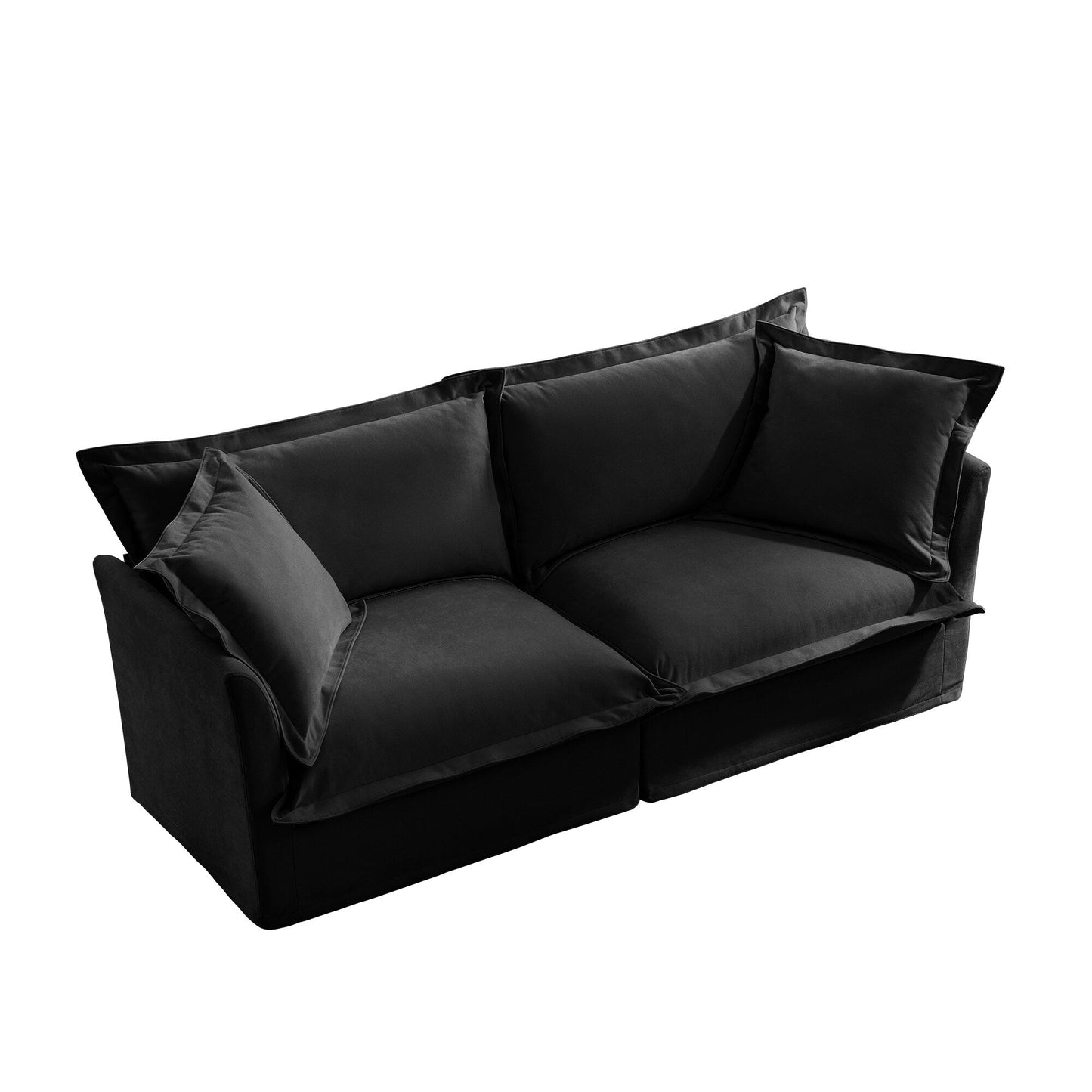 Modern Slipcovered 2-Seat Sofa Couches for Living Room, 2 Seater Sofa, Plain Chenille Deep Seat Sofa with Upholstered Cushion