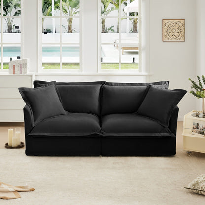 Modern Slipcovered 2-Seat Sofa Couches for Living Room, 2 Seater Sofa, Plain Chenille Deep Seat Sofa with Upholstered Cushion